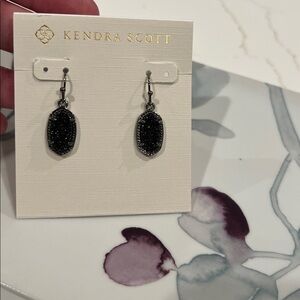 Kendra Scott Lee Earrings | Gunmetal with black druzy